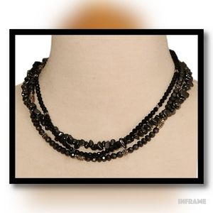 Silpada Sterling Silver Black Onyx & Hematite 3-Strand Necklace